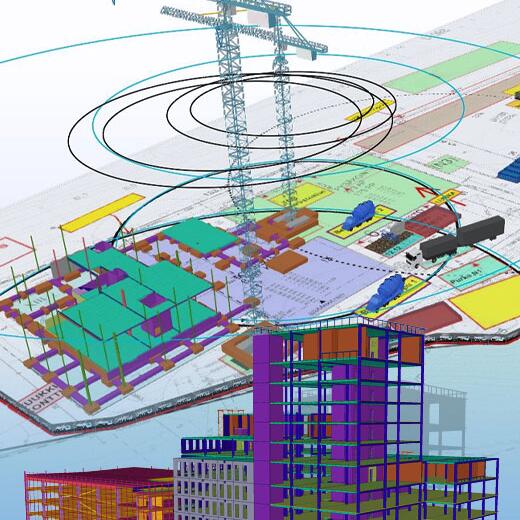NCC OOPS Områdesplan och modell av konstruktionsram
