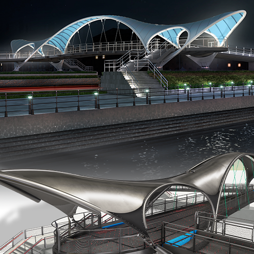 Tekla Structures model in Visualizer, Murdoch's Connection Bridge in Hull