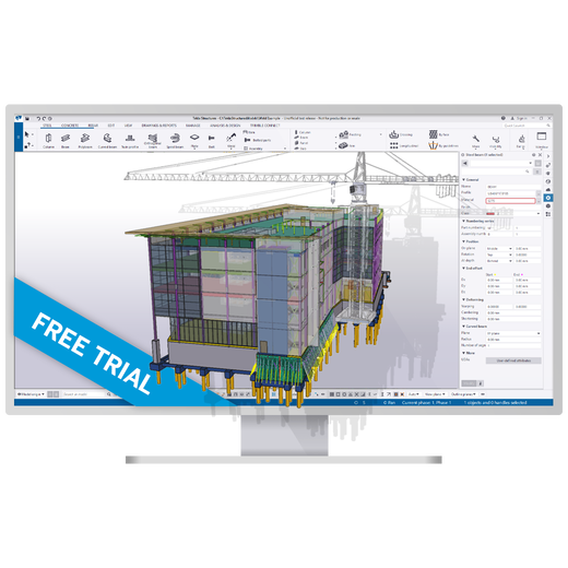 Tekla Structures – tela do poderoso software estrutural BIM