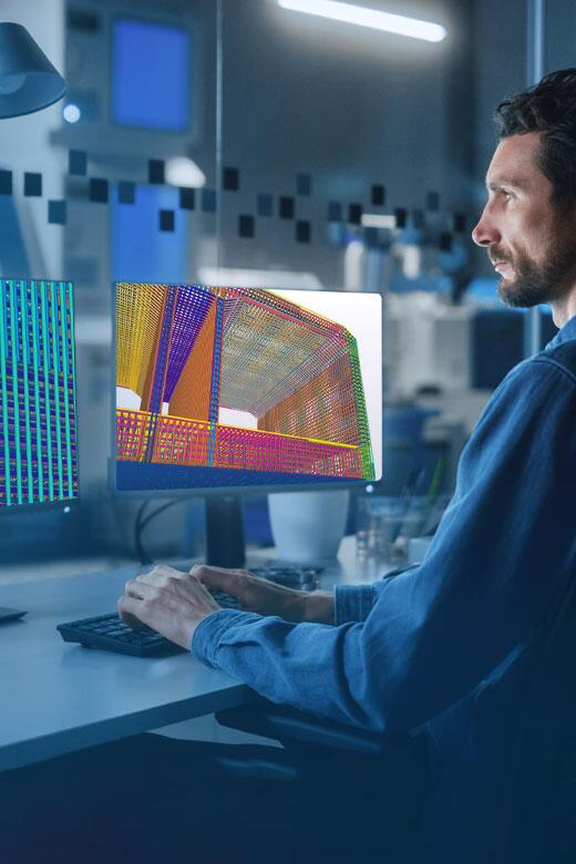 Engineer working with complex Tekla rebar model