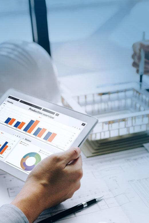 Tekla Production Planning tablet and dashboard