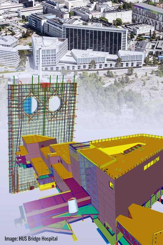 Modelo Tekla del Hospital Puente de la Universidad de Helsinki