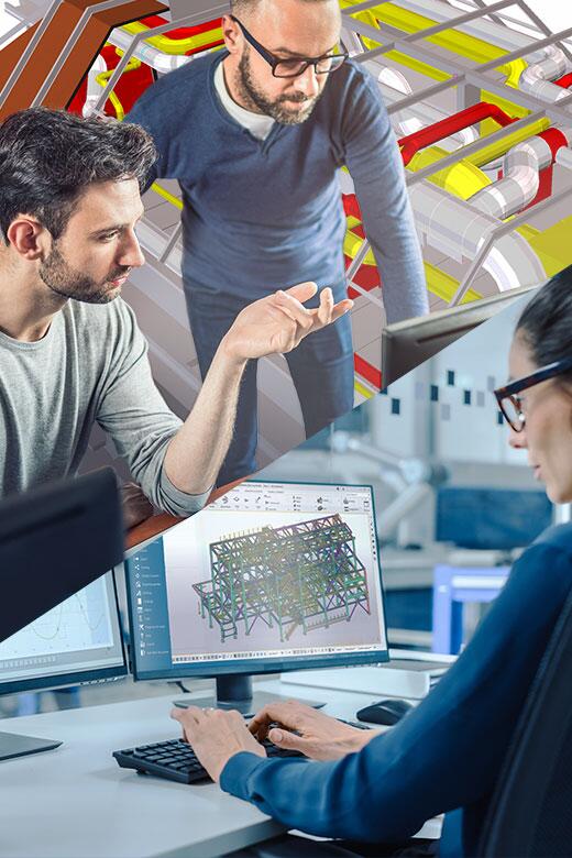 Tekla モデルでコラボレーションしている構造設計者 