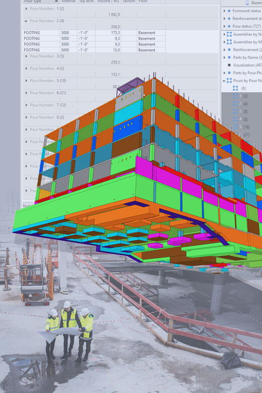 Métrés quantitatifs visuel depuis le modèle Tekla