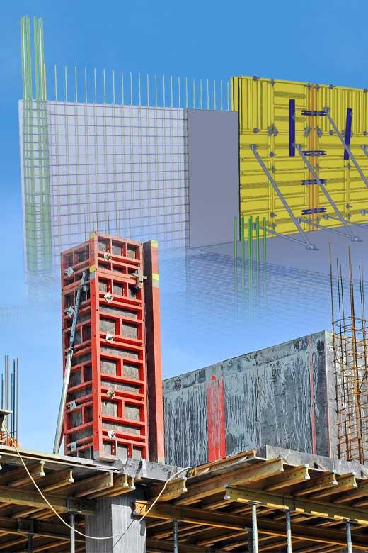 โครงสร้างนั่งร้านชั่วคราวที่จำลองแบบด้วย Tekla 