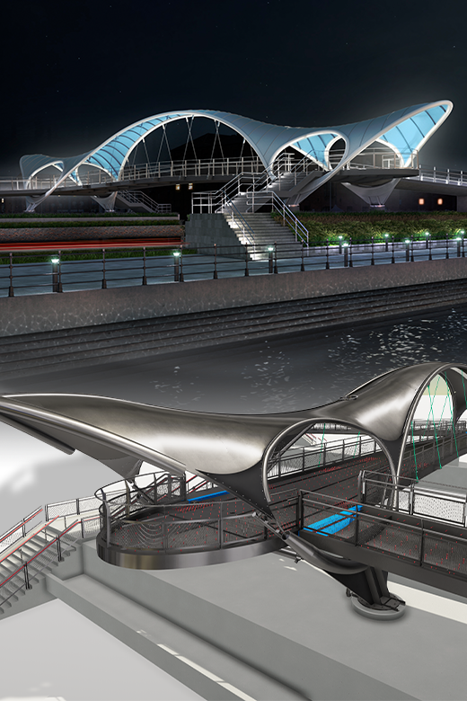 Tekla Structures model in Visualizer, Murdoch's Connection Bridge in Hull