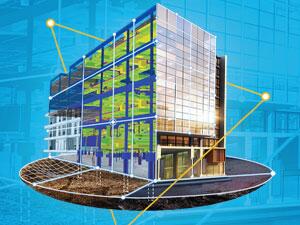 Modelo de informações detalhadas de um prédio de escritórios para uma construção real