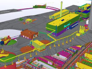 Tekla byggnadsinformationsmodell (BIM) för Blominmäki reningsverk