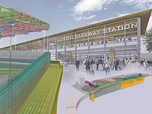 Luton Parkway Station with 3D model of Parkway and Central Terminal Station