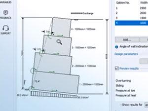 Gabion retaining wall analysis and design