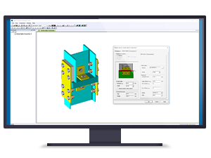 Tekla Connection Designer simple connection feature, spice detail showing web cleats