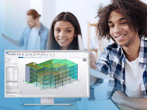 Estudantes usando a versão educacional gratuita do Tekla Structural Design Suite