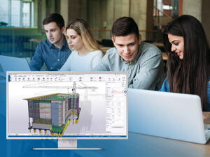 两个人在免费试用 Tekla Structures 教育版软件