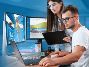 Two persons trialing Tekla Structures software for free