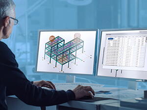 Henkilö kokeilemassa Tekla Structural Designer -ohjelmistoa ilmaiseksi