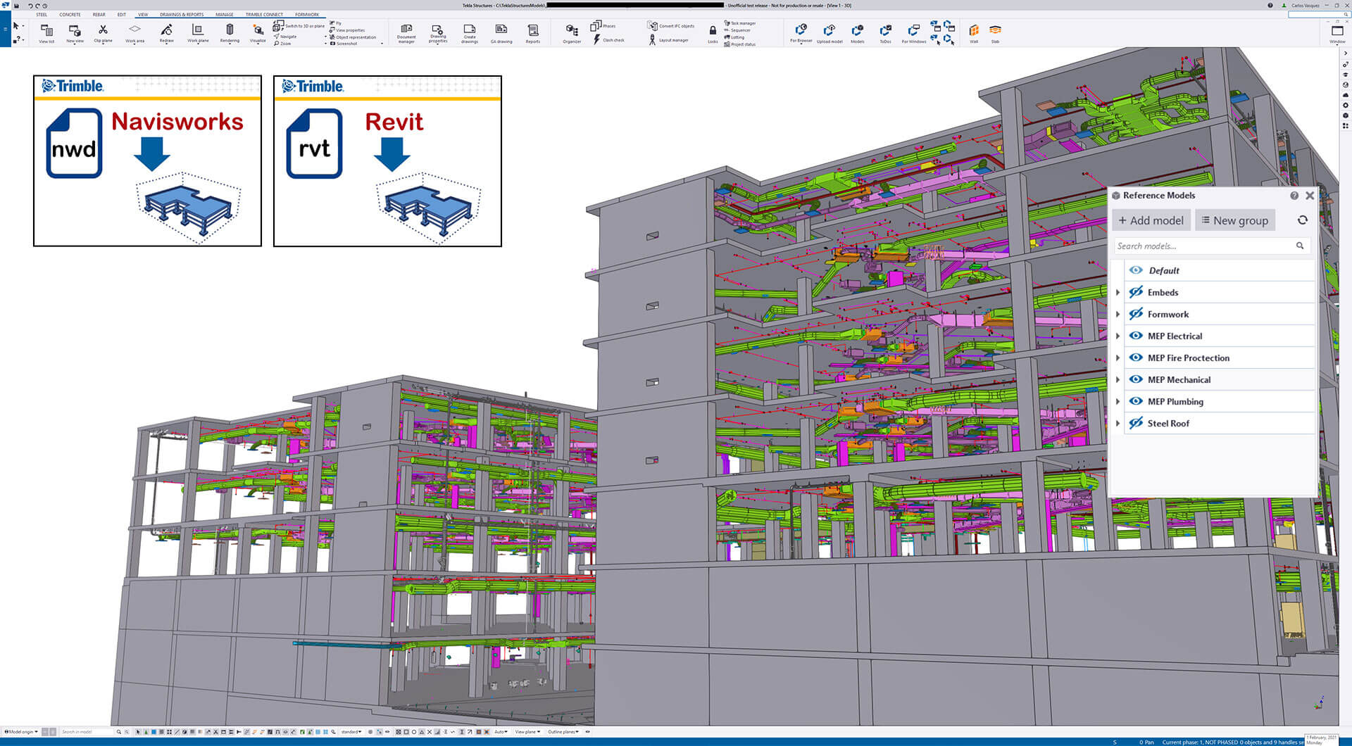 Navisworks and Revit import available as reference files (extension)